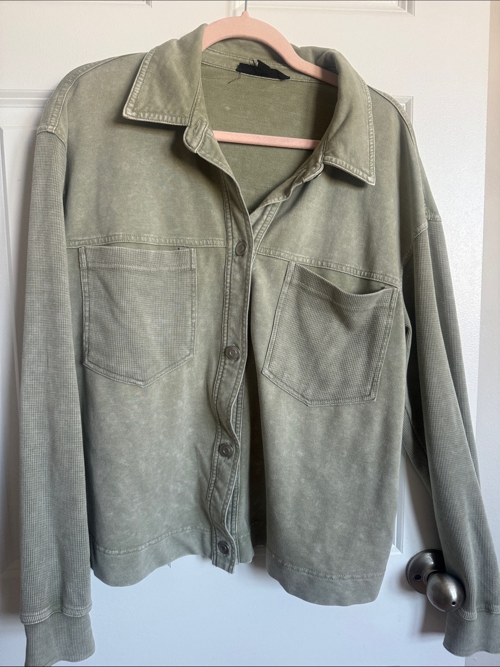 Women’s Washed Olive Button-Front Jacket